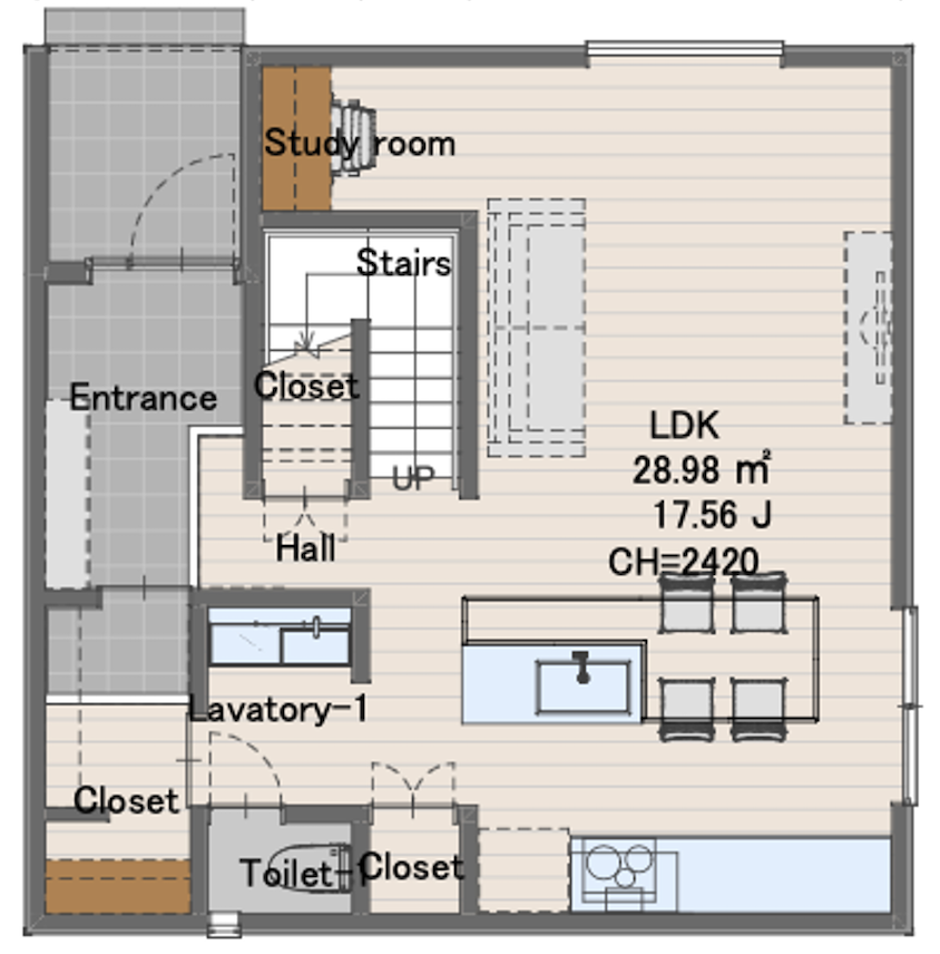 耐久の家 1F 間取り図