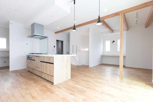 スケルトンリビングのある家